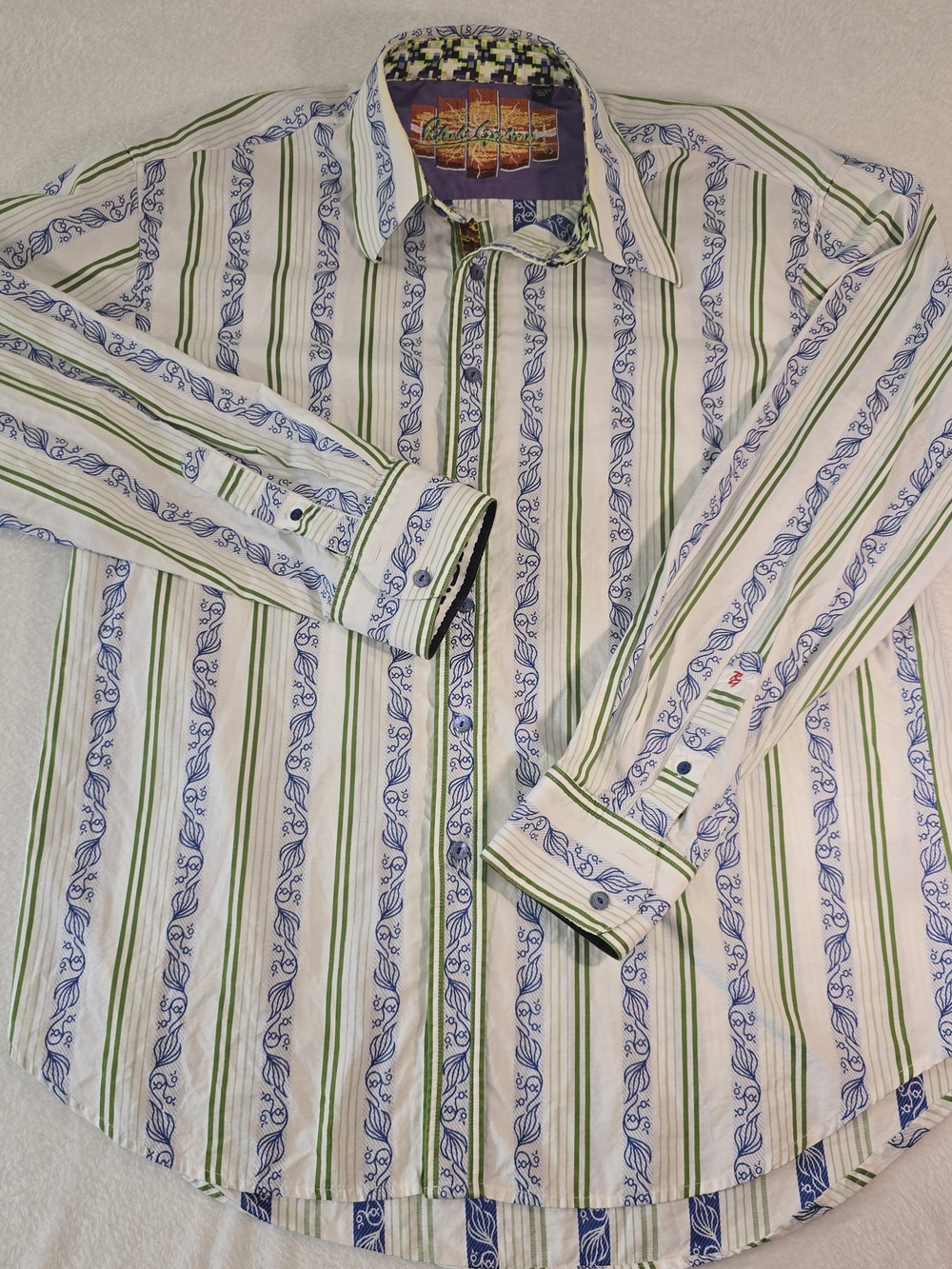 Robert Graham 2XL Striped Floral Button Up Shirt Men 2XL Knowledge Wisdom Truth